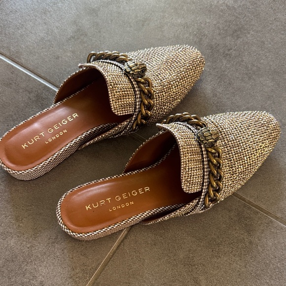 Kurt Geiger Shoes - Kurt Geiger Women's Gold Textured Mules